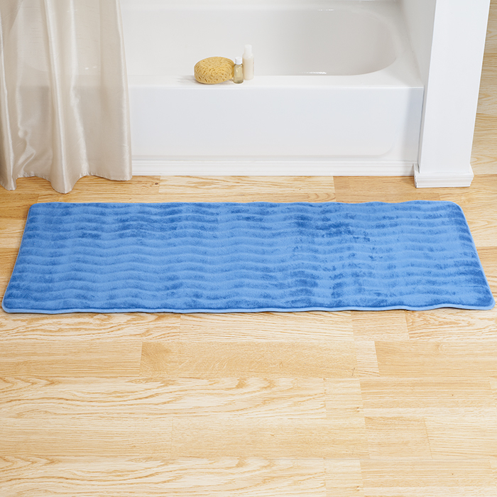 Lavish Home Memory Foam Extra Long Bath Rug Mat - Blue - 24x60
