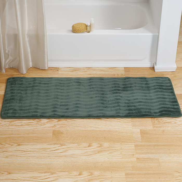 Lavish Home Memory Foam Extra Long Bath Rug Mat - Green - 24x60