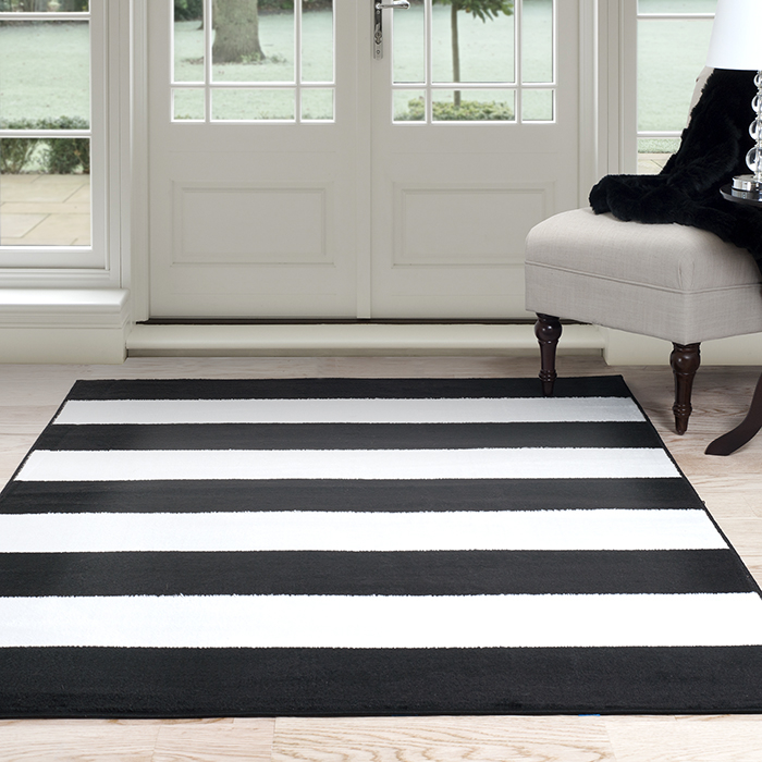 Lavish Home Breton Stripe Area Rug - Black & White - 3