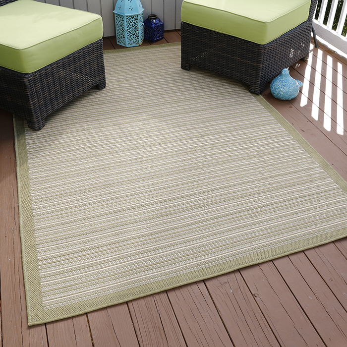 Lavish Home Casual Stripe Indoor/outdoor Area Rug - Green - 5