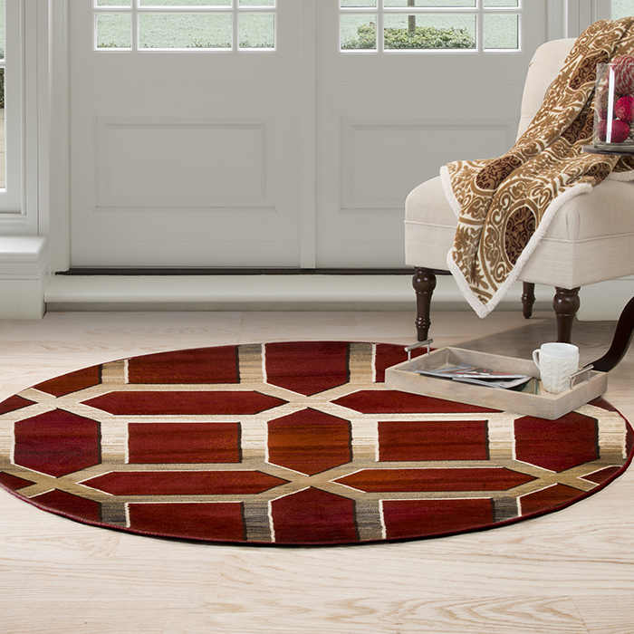 Lavish Home Opus Art Deco Area Rug - Burgundy - 5