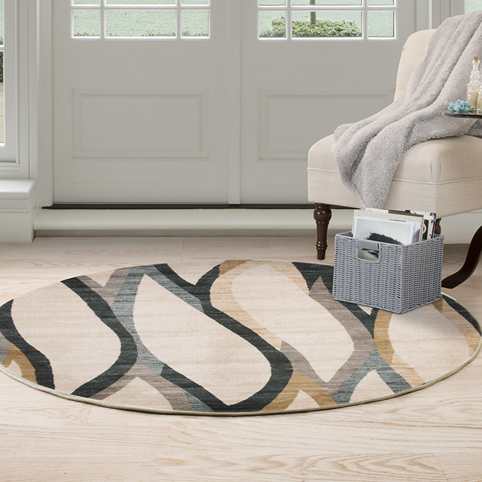 Lavish Home Opus Contemporary Curves Area Rug - Cream - 5