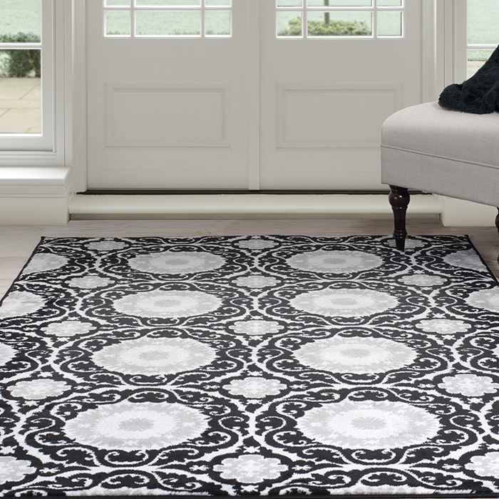 Lavish Home Royal Damask Area Rug - Black - 5