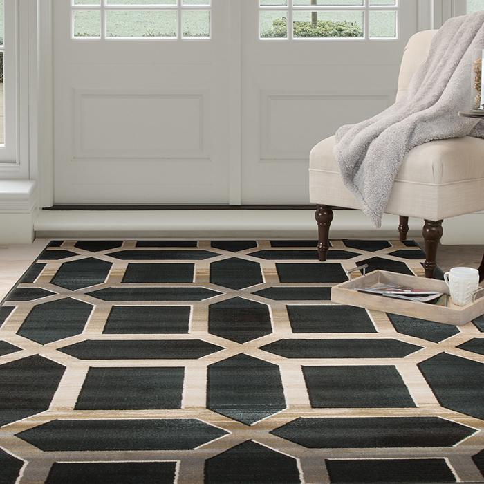 Lavish Home Opus Art Deco Area Rug - Dark Teal - 5