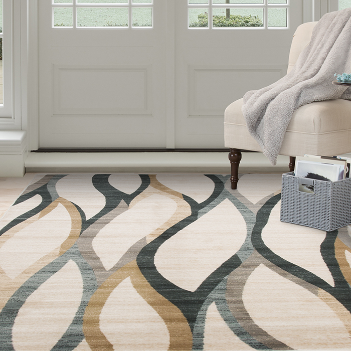 Lavish Home Opus Contemporary Curves Area Rug - Cream - Rug 8