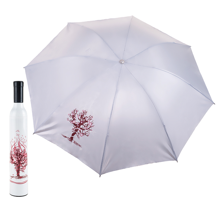 Decorative White and Pink Tree Wine Bottle Umbrella for Sun or Showers Great Gift