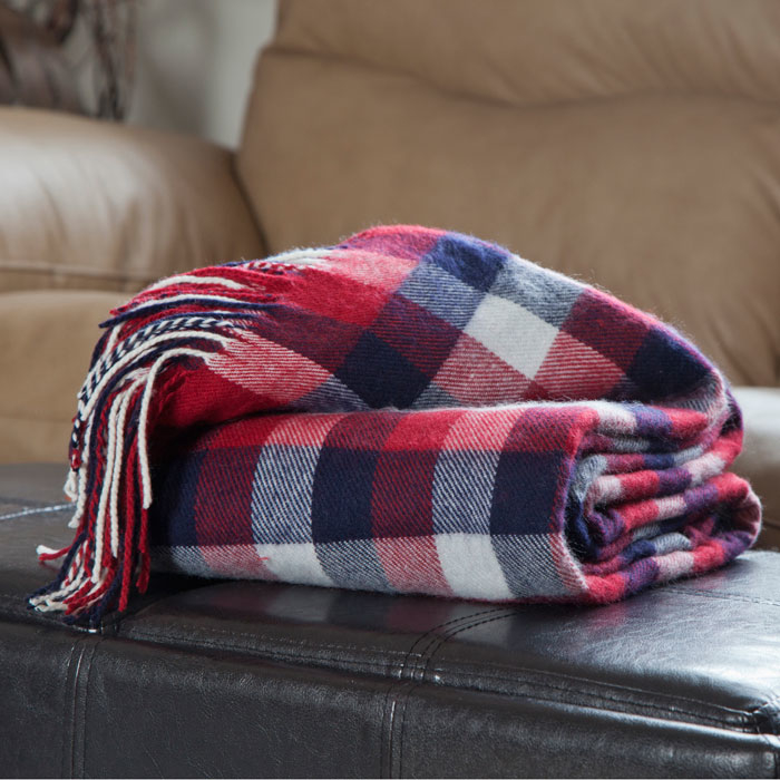 Lavish Home Cashmere-like Blanket Throw - Red/blue/white