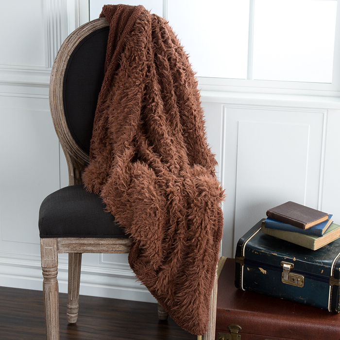 Lavish Home Solid Soft Plush Sherpa Fleece Throw Blanket - Coffee