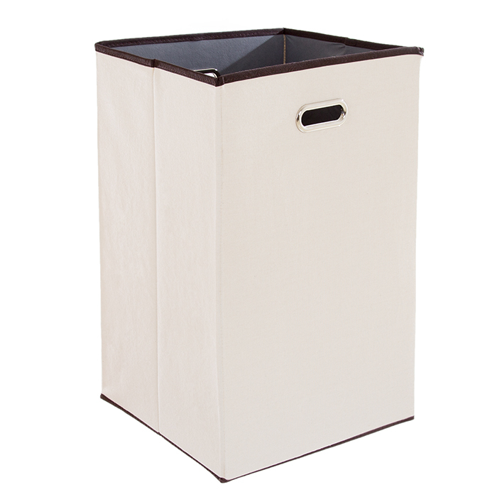 Lavish Home Folding 23 Inch Canvas Laundry Hamper - Beige