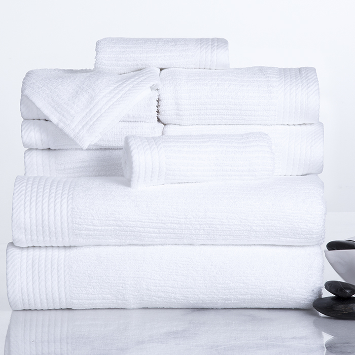 Lavish Home Ribbed 100% Cotton 10 Piece Towel Set - White