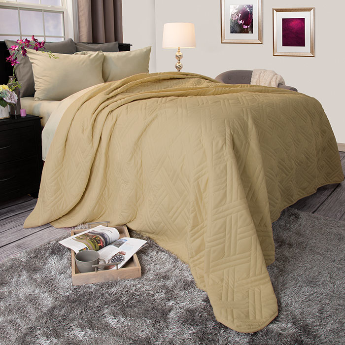 Lavish Home Solid Color Bed Quilt - Twin- Taupe