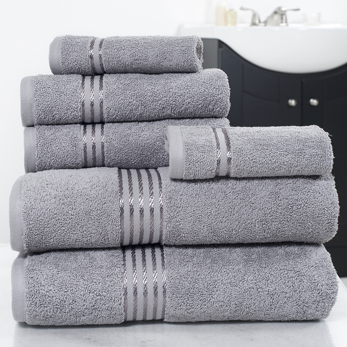 Lavish Home 100% Cotton Hotel 6 Piece Towel Set - Silver
