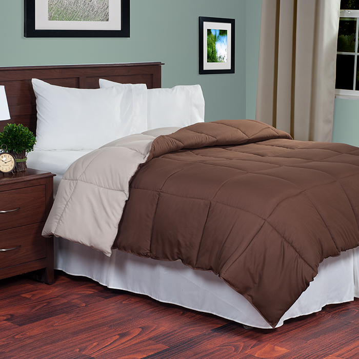 Lavish Home Reversible Down Alternative Comforter - Twin - Choc/taupe