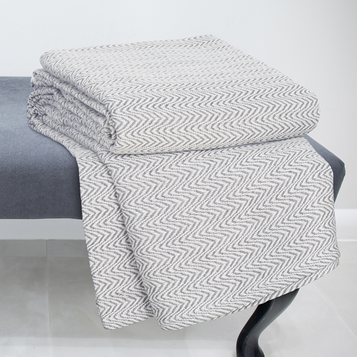 Lavish Home Chevron 100% Cotton Luxury Soft Blanket - King - Charcoal