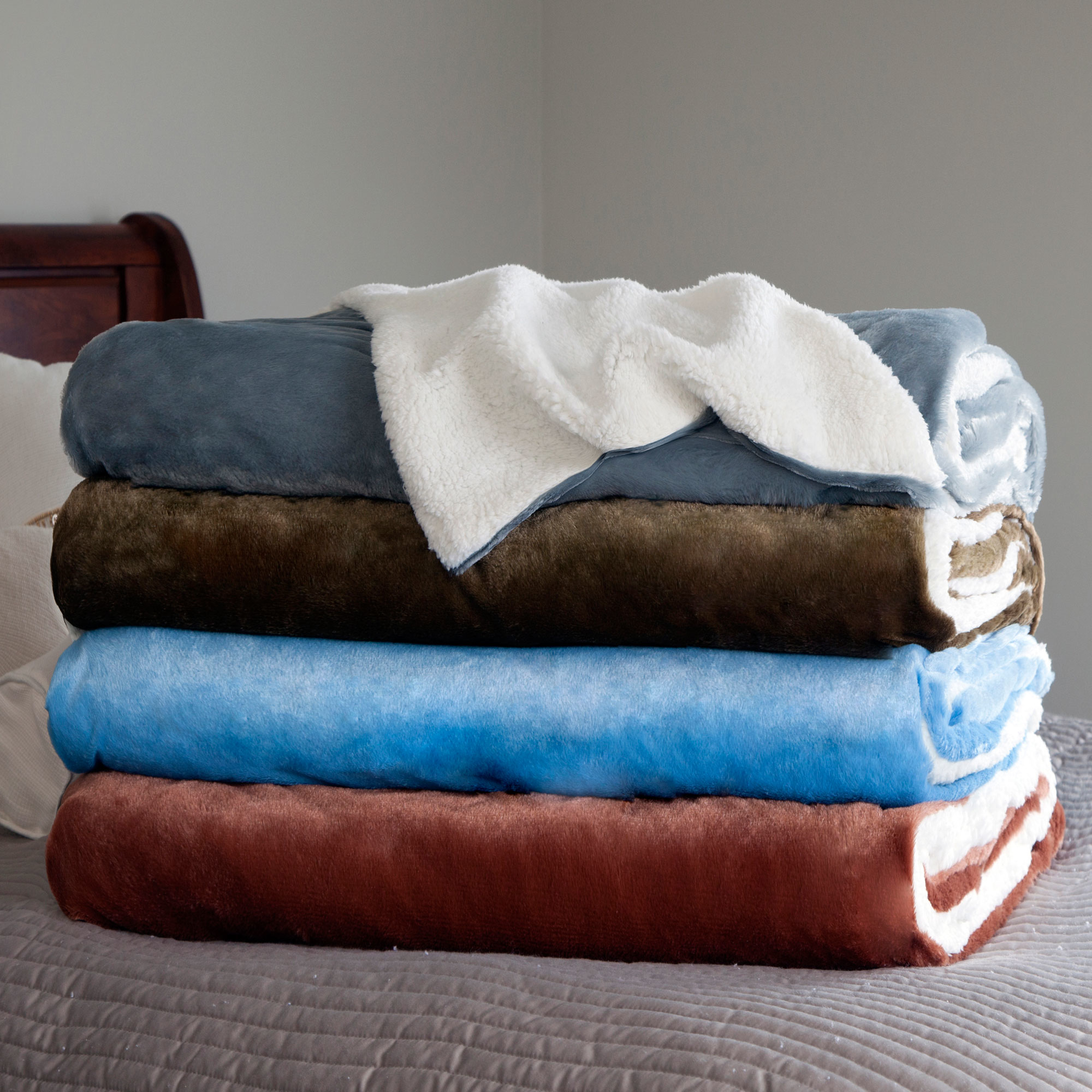 Lavish Home Fleece Blanket With Sherpa Backing - Full/queen