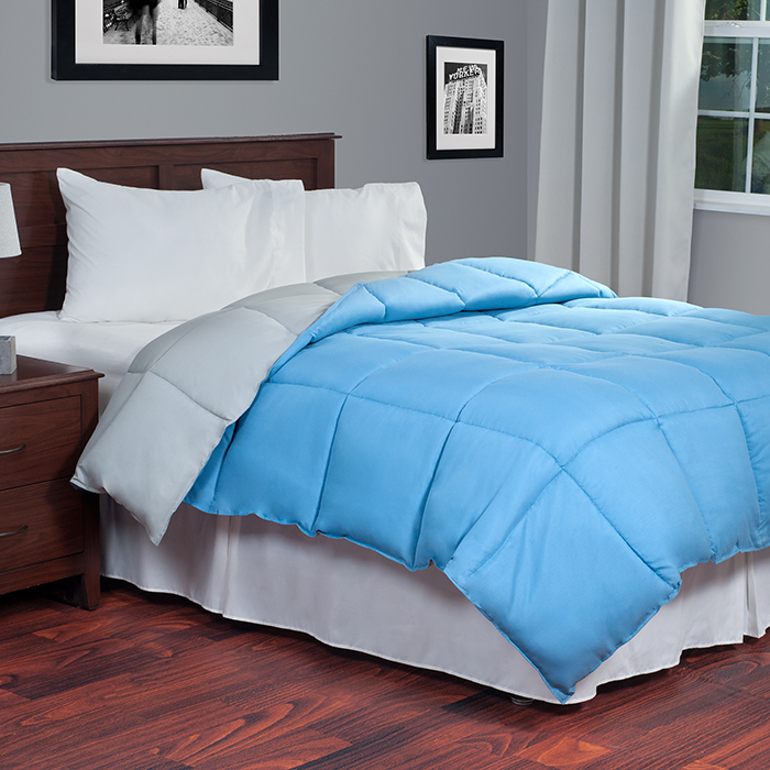 Lavish Home Reversible Down Alternative Comforter - King - Blue/grey