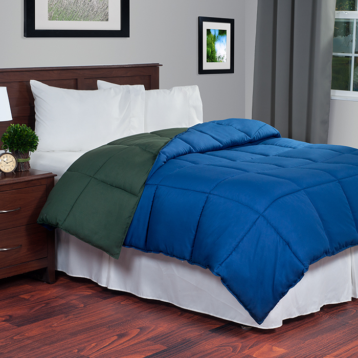 Lavish Home Reversible Down Alternative Comforter - King - Green/navy