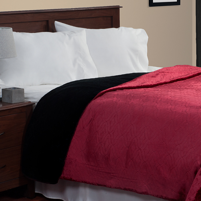 Lavish Home Super Warm Flannel-like Reversible Blanket-k-red/black