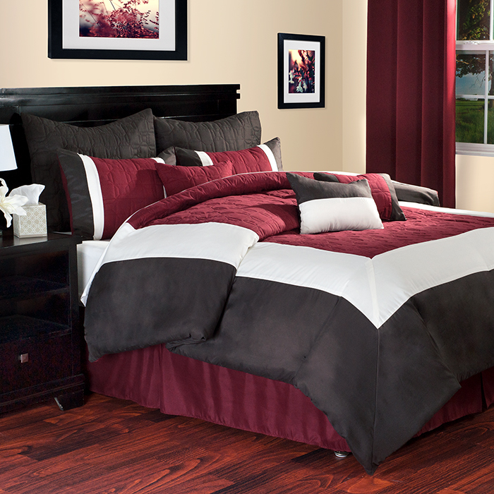 Hotel By Lavish Home 9-piece Comforter Set - Queen - Burgundy