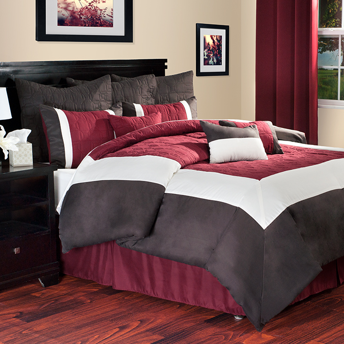 Hotel By Lavish Home 10-piece Comforter Set - King - Burgundy