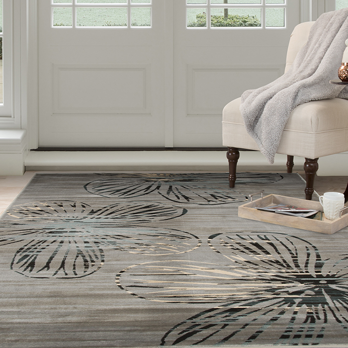 Lavish Home Opus Modern Floral Area Rug - Grey - 5