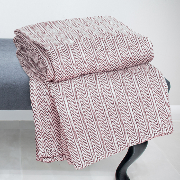 Blanket-100% Cotton F/q Chevron Luxury Soft Blanket By Lavish Home - Burgundy