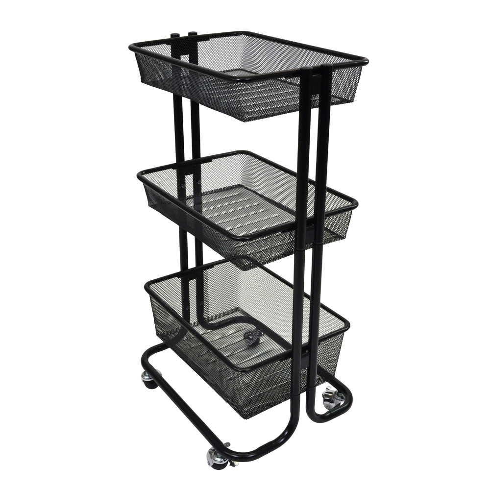 Offex 3 Shelf Home Storage Rolling Kitchen Utility Cart Steel - Black