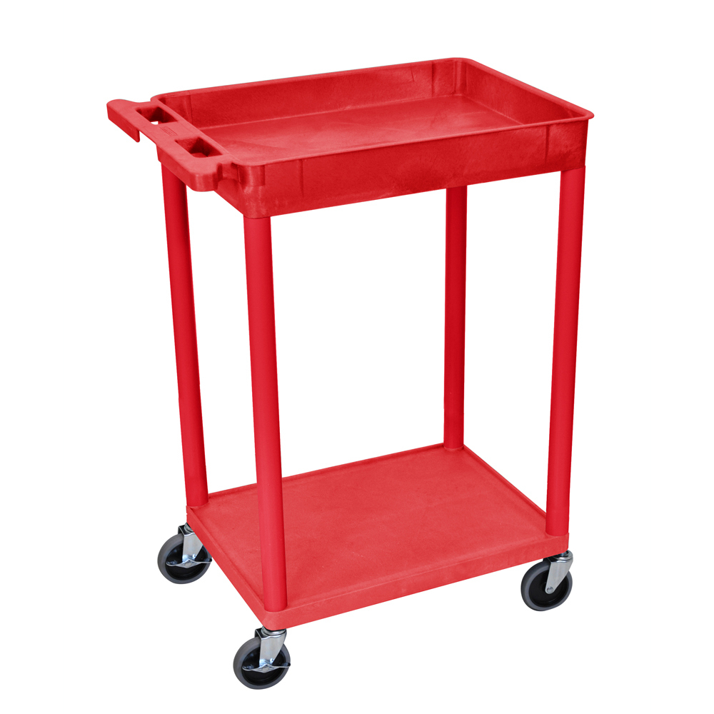 Offex Of-rdstc12rd Top Tub & Bottom Flat Shelf Cart - Red