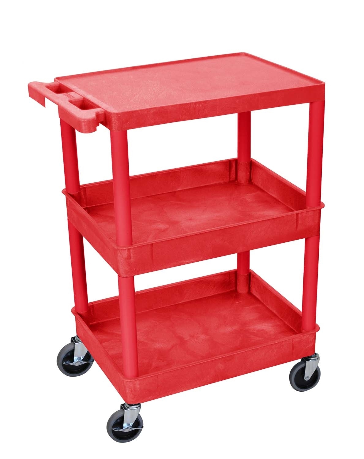 Offex Of-rdstc211rd Flat Top & Tub Middle/bottom Shelf Cart - Red