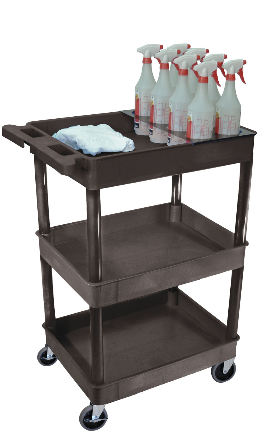 Offex Of-stc111h-b Multipurpose 3 Shelf Tub Cart & Bottle Holder - Black