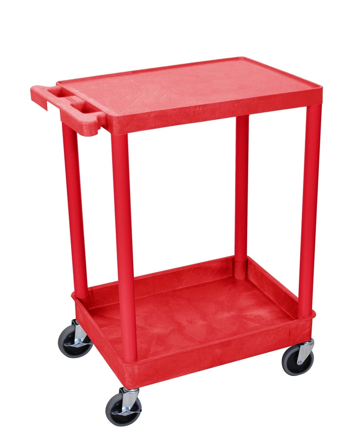 Offex Of-rdstc21rd Flat Top & Tub Bottom Shelf Cart - Red