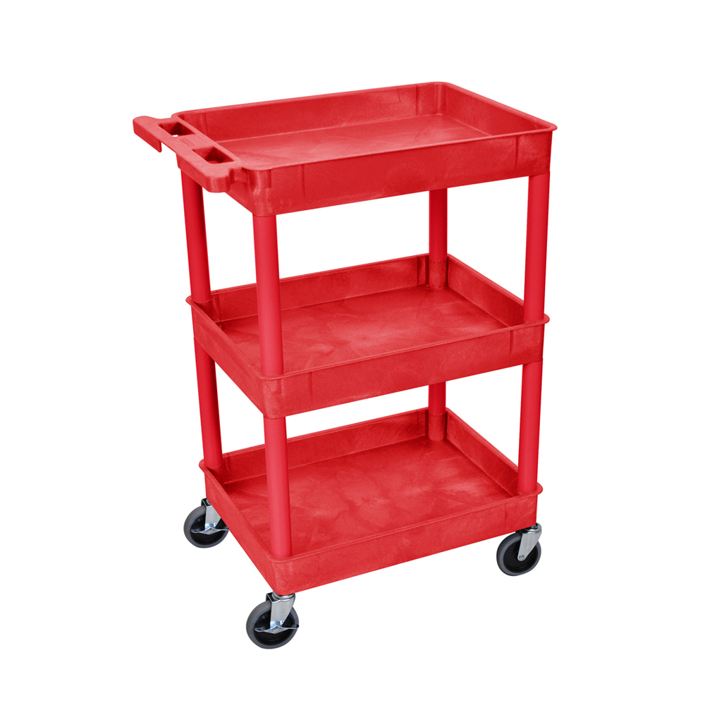 Offex Of-rdstc111rd Multipurpose Presentation 3 Shelves Tub Cart - Red