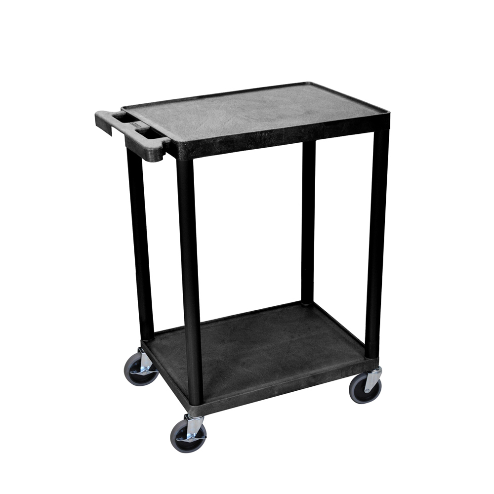 Offex Of-stc22-b Multipurpose Utility Cart 2 Flat Shelf Cart - Black