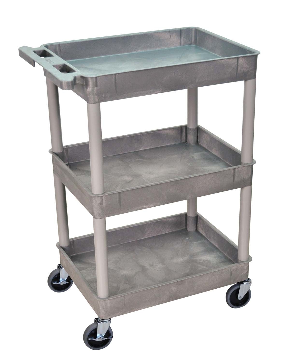 Offex Stc111-g Multipurpose 3 Shelves Tub Cart- Gray