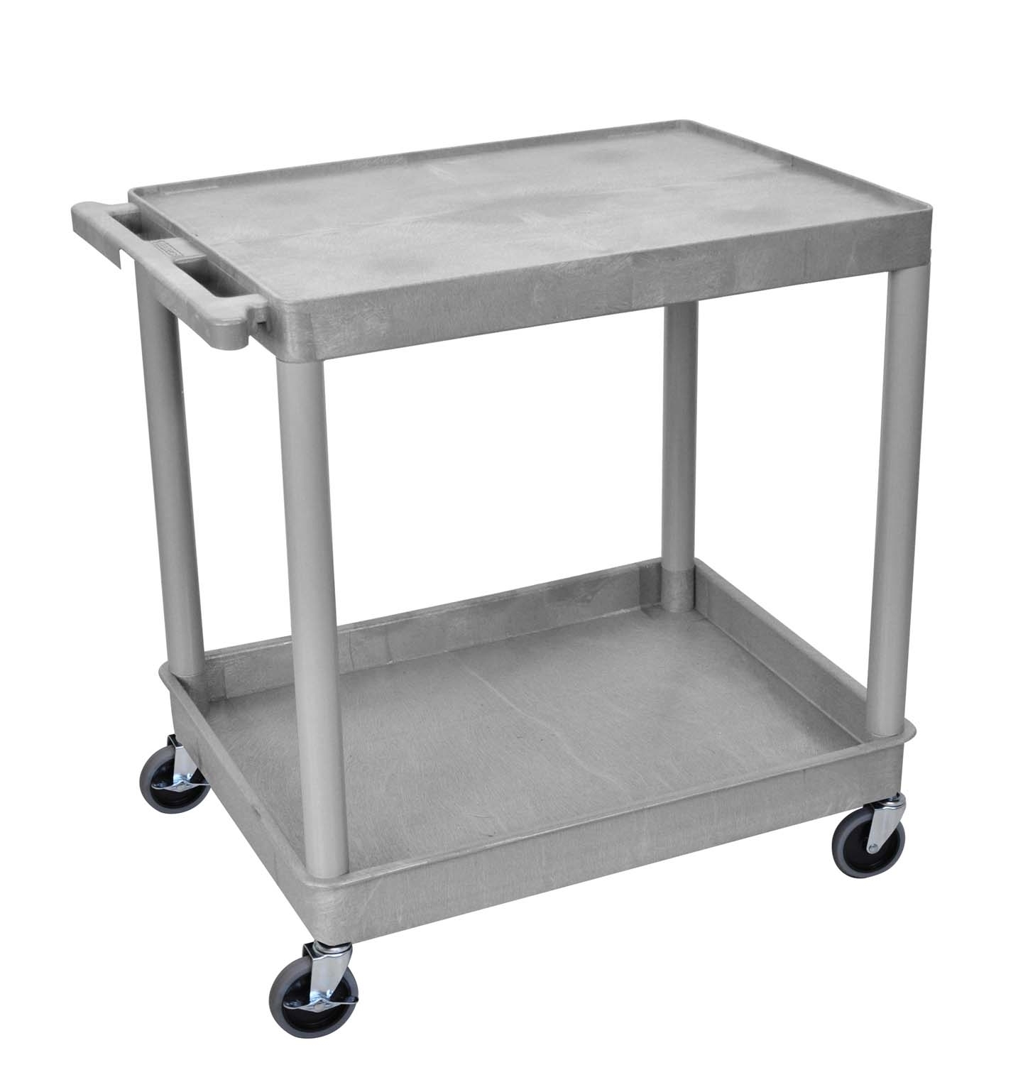 Offex Of-tc21-g - Large Flat Top And Tub Bottom Shelf Cart - Gray