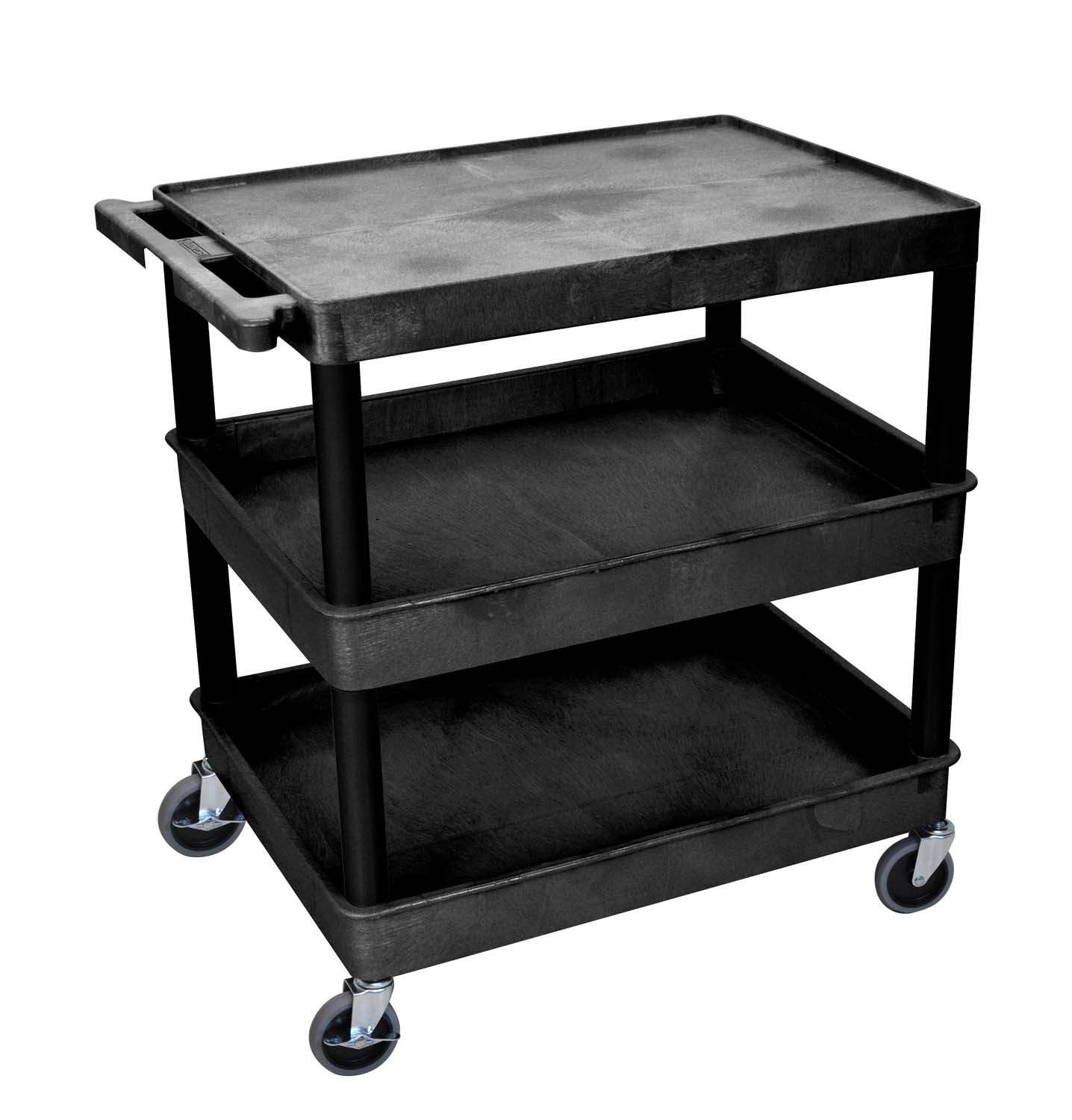 Offex Of-tc211-b - Large Flat Top & Tub Middle/bottom Shelf Cart - Black