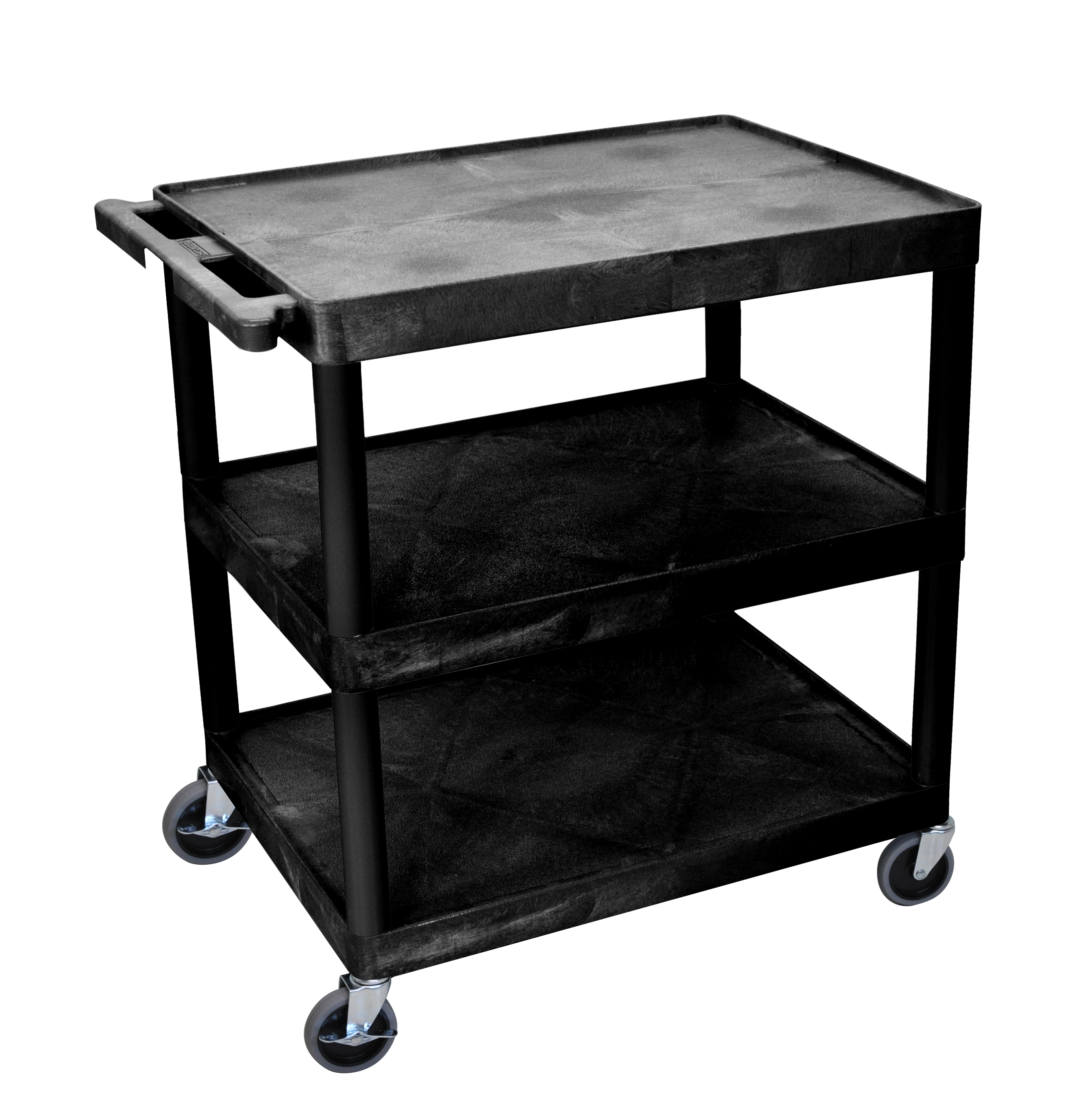 Offex Of-tc222-b Multipurpose Large Flat Shelf Cart -3 Shelves - Black