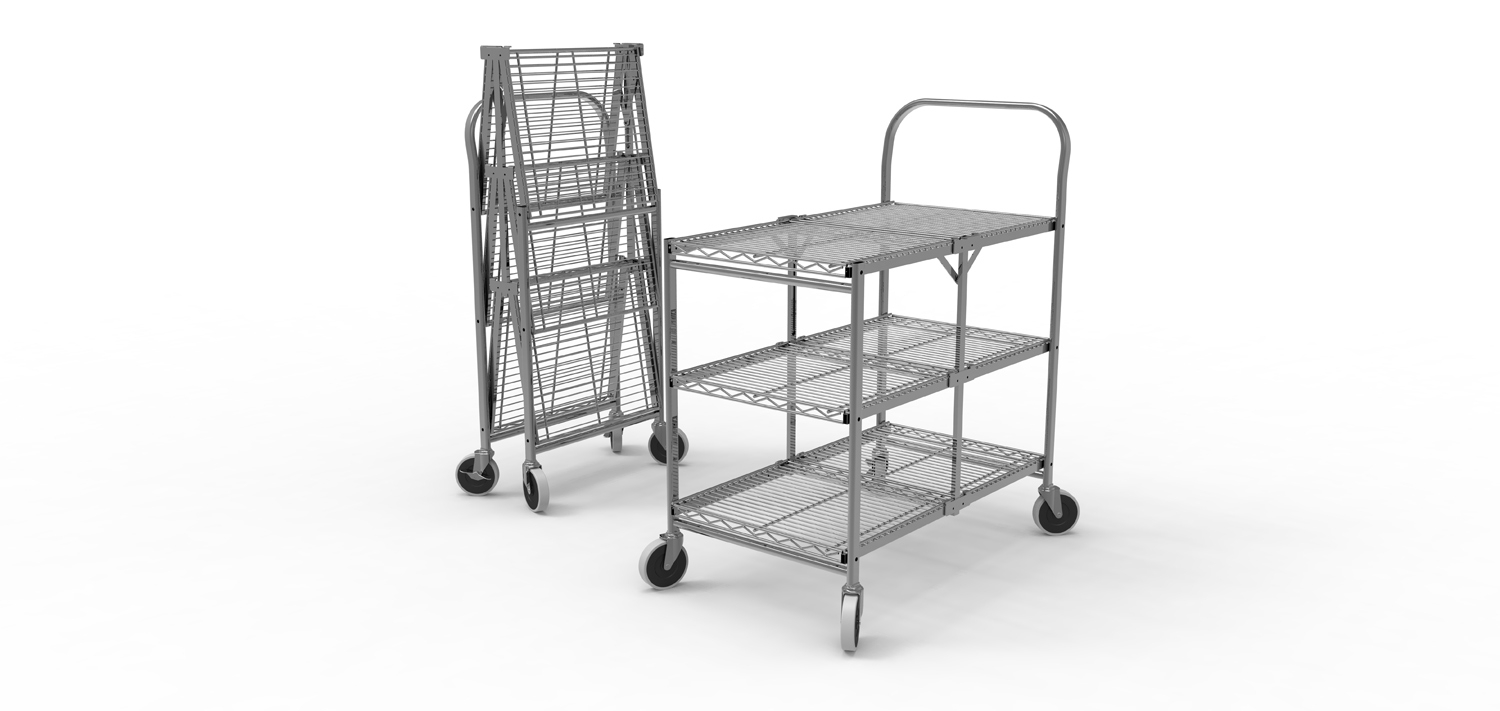 Luxor Wscc-3 Three Shelf Collapsible Wire Utility Cart