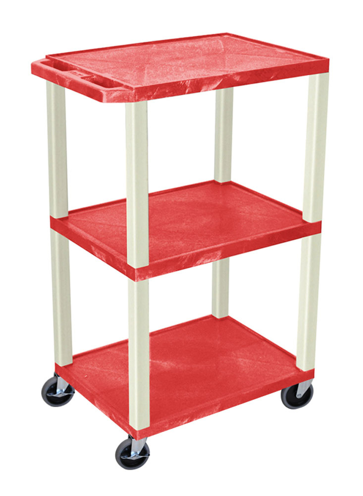 Offex Of-wt42re Multipurpose Utility A/v Cart 3 Shelves - Red