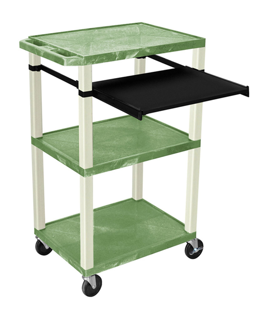 Offex Of-wtps42ge-p Tuffy Multipurpose Av Cart - 4 Shelves & Pullout Tray Green - Putty Legs - Putty Legs