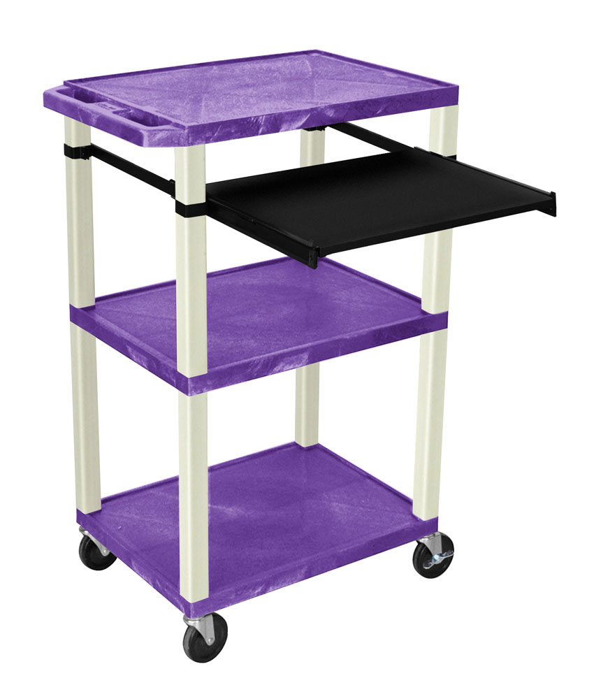 Offex Of-wtps42pe-p Tuffy Multipurpose Av Cart - 4 Shelves & Pullout Tray Purple - Putty Legs