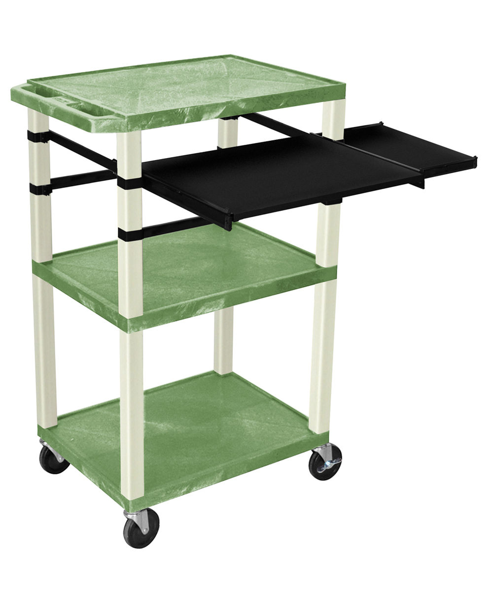 Offex Of-wtpslp42ge-p Tuffy Multipurpose A/v Cart - 3 Shelves & Pullout - Putty Legs