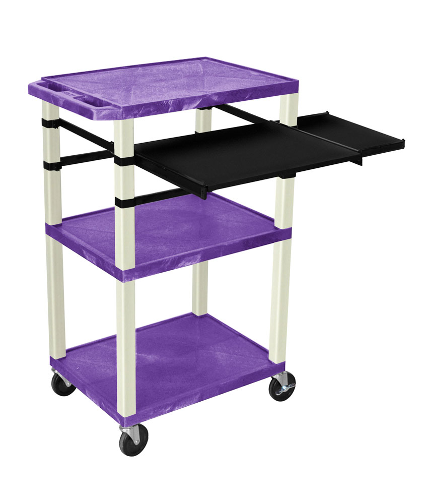 Offex Of-wtpslp42pe-p Tuffy Multipurpose A/v Cart - 3 Shelves & Pullout - Putty Legs