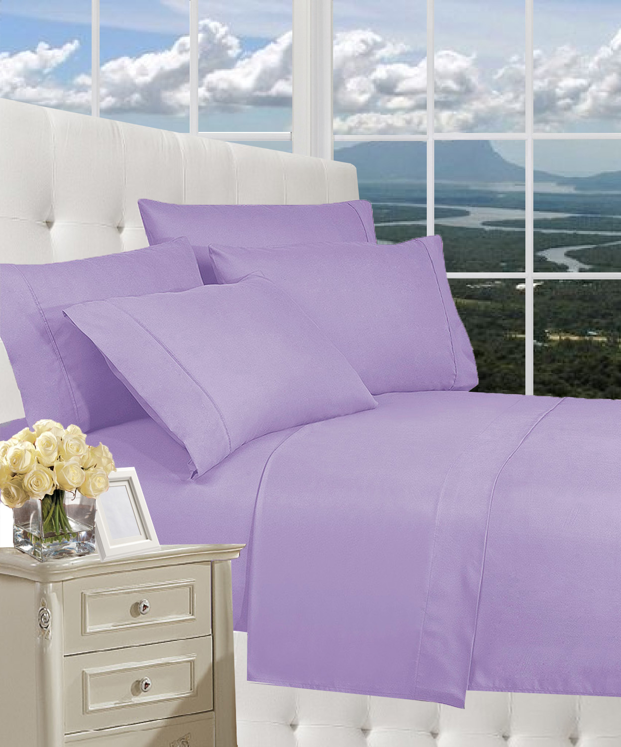 Elegant Comfort 1800 Series Wrinkle Resistant Egyptian Quality Hypoallergenic Ultra Soft Luxury 4-piece Bed Sheet Set, King, Lilac