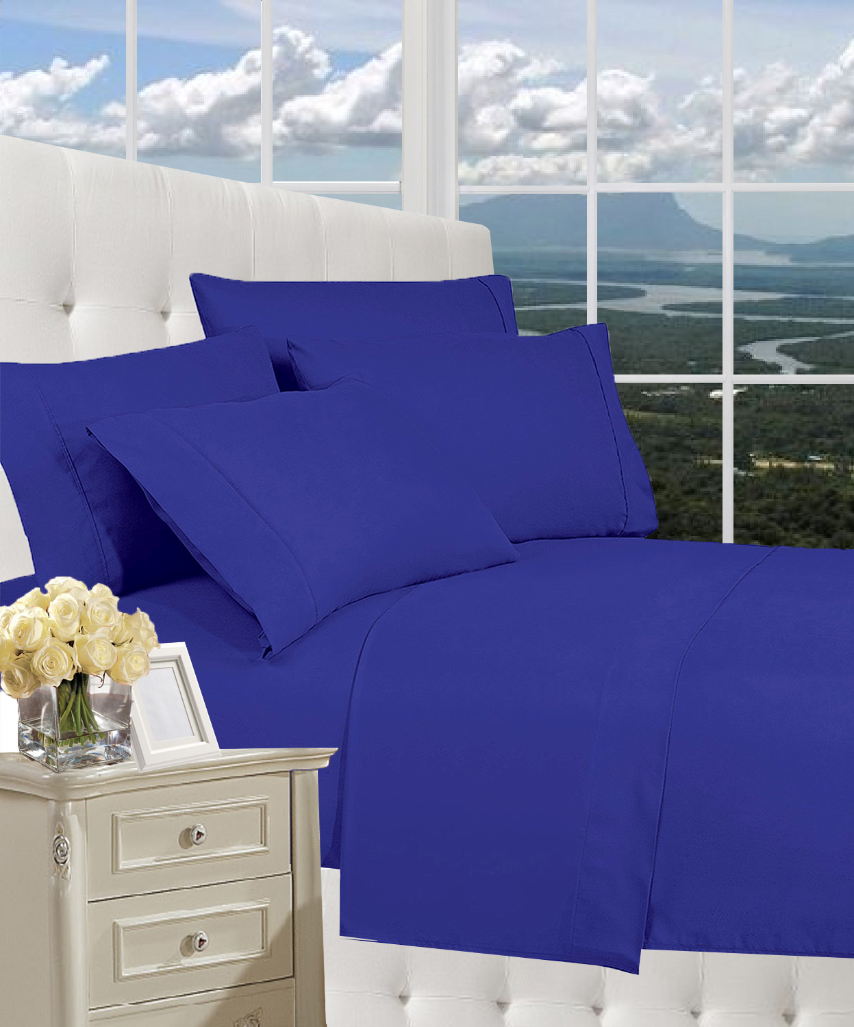 Elegant Comfort 1800 Series Wrinkle Resistant Egyptian Quality Ultra Soft Luxury 4-piece Bed Sheet Set, California King, Royal Blue
