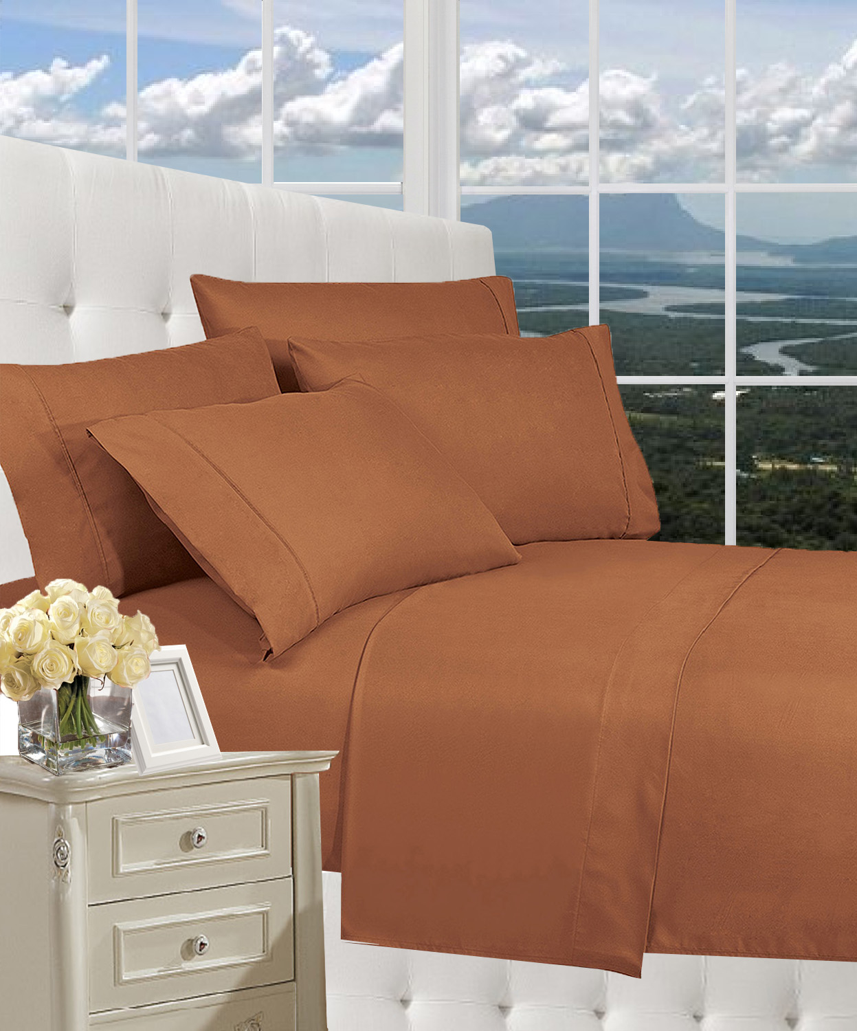 Elegant Comfort 1800 Series Wrinkle Resistant Egyptian Quality Hypoallergenic Ultra Soft Luxury 4-piece Bed Sheet Set, Full, Bronze