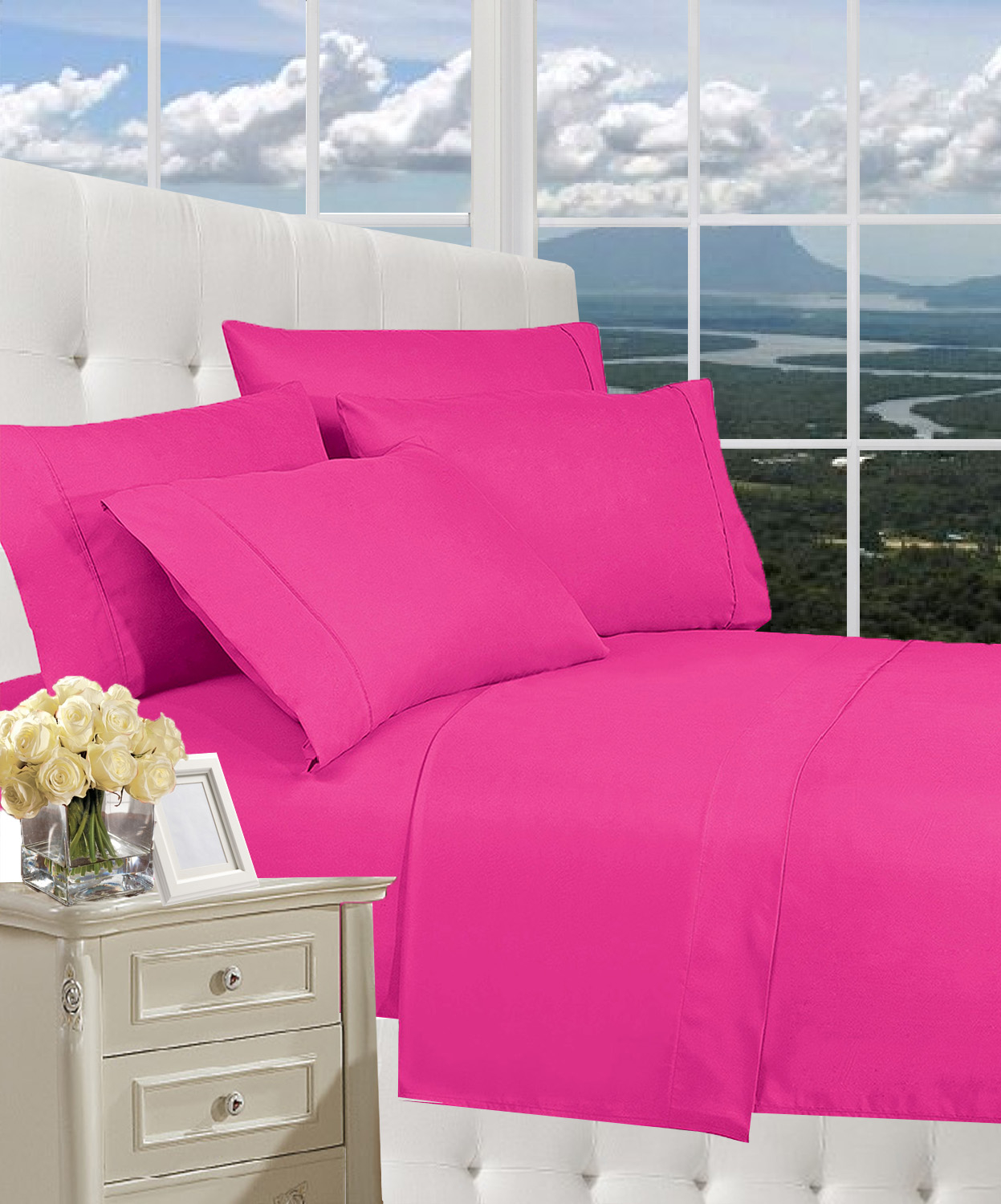 Elegant Comfort 1800 Series Wrinkle Resistant Egyptian Quality Hypoallergenic Ultra Soft Luxury 4-piece Bed Sheet Set, Full, Pink