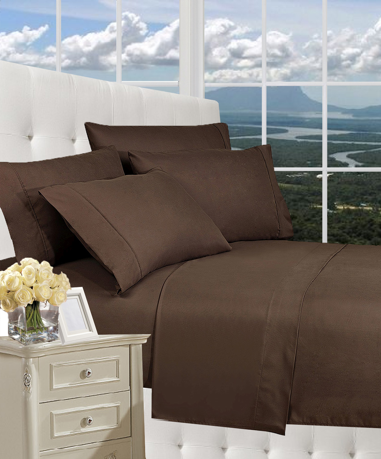 Elegant Comfort 1800 Series Wrinkle Resistant Egyptian Quality Ultra Soft Luxury 4-piece Bed Sheet Set, California King, Chocolate Brown