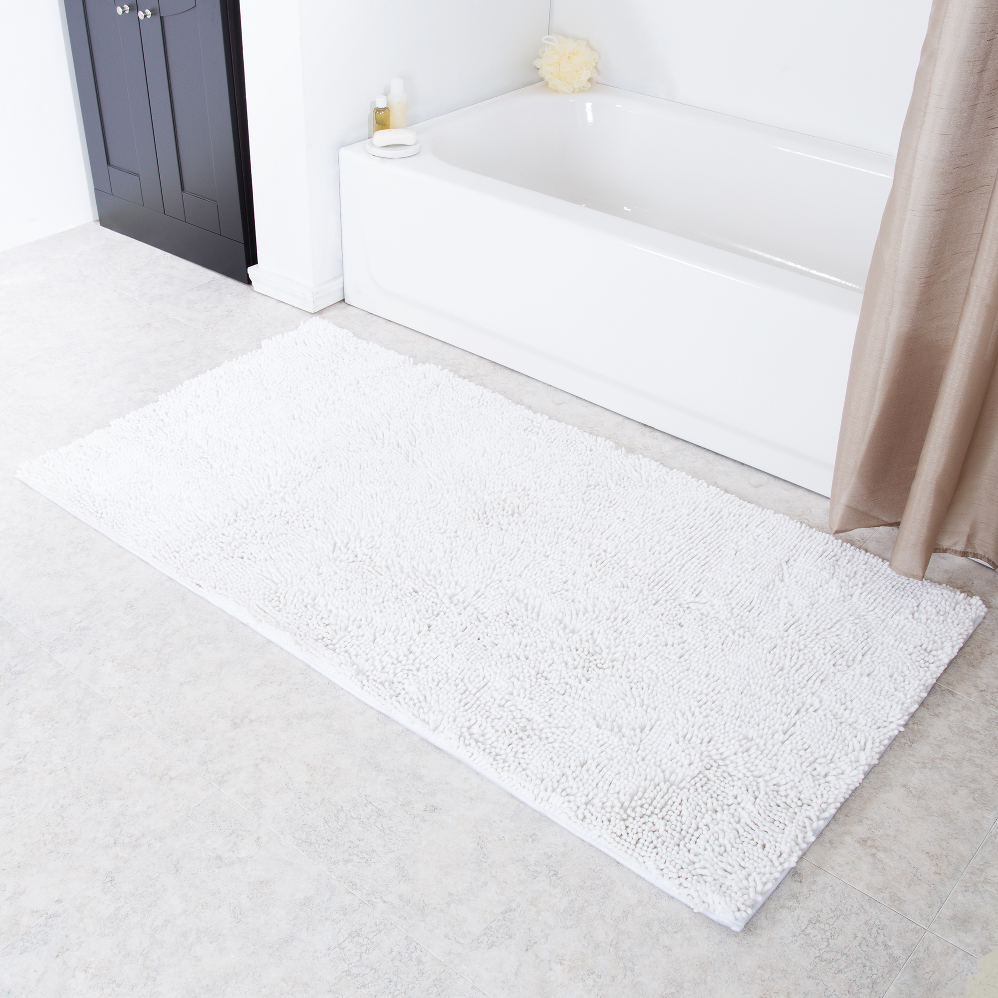 Lavish Home High Pile Shag Rug Carpet - White - 30x60