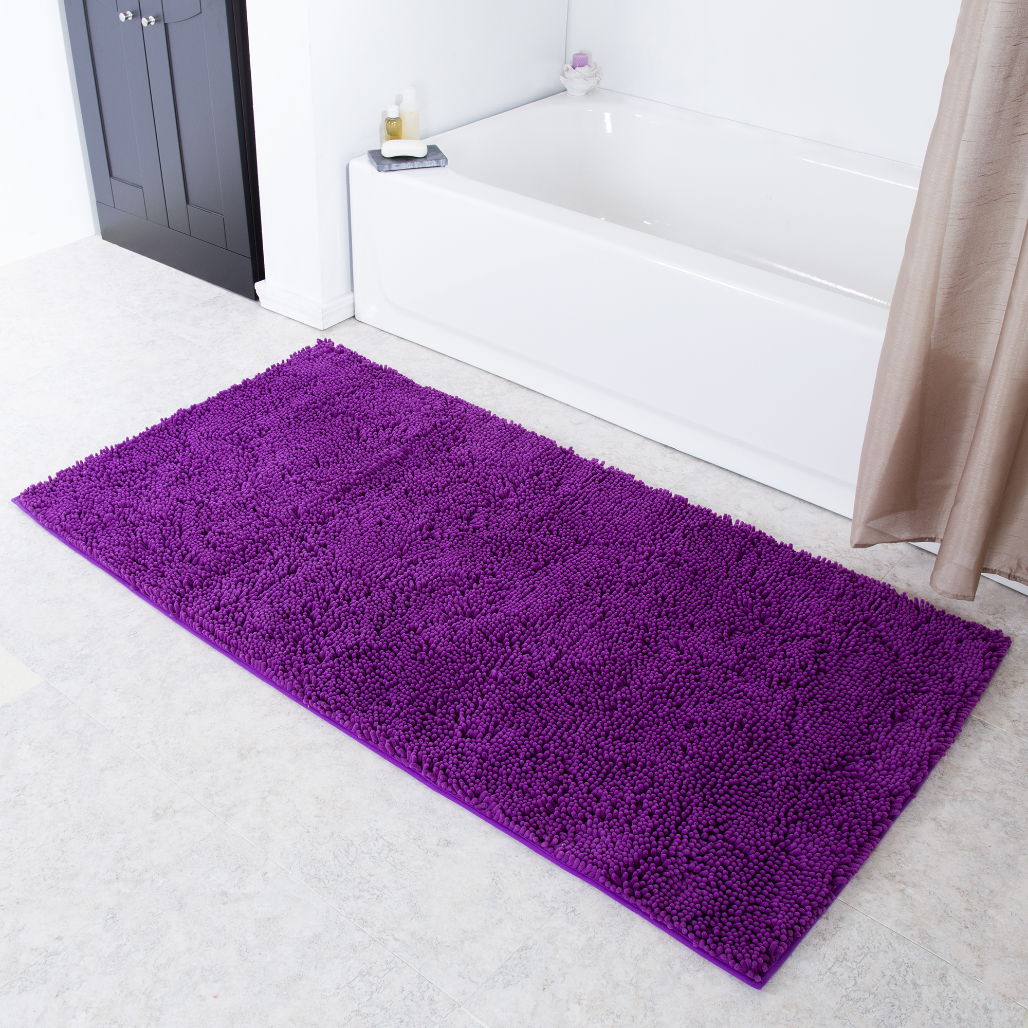 Lavish Home High Pile Shag Rug Carpet - Purple - 30x60